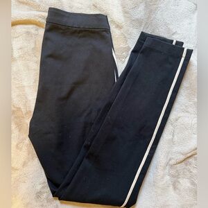 Elie Tahari Black Leggings with White Side Stripe